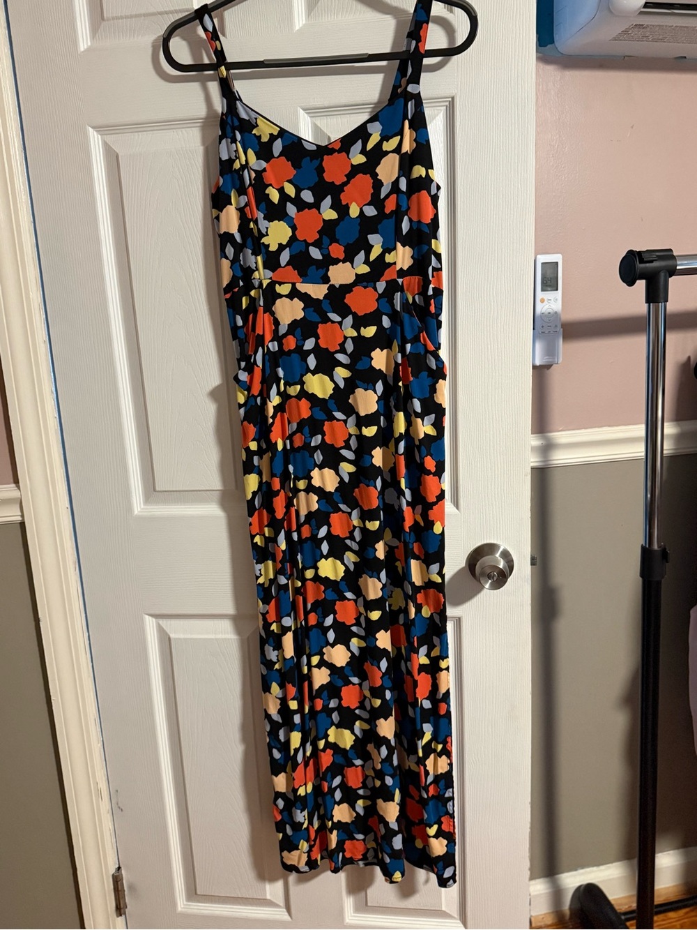 41 Hawthorn Navy Floral Maxi Dress with Coral, Blue & Yellow
